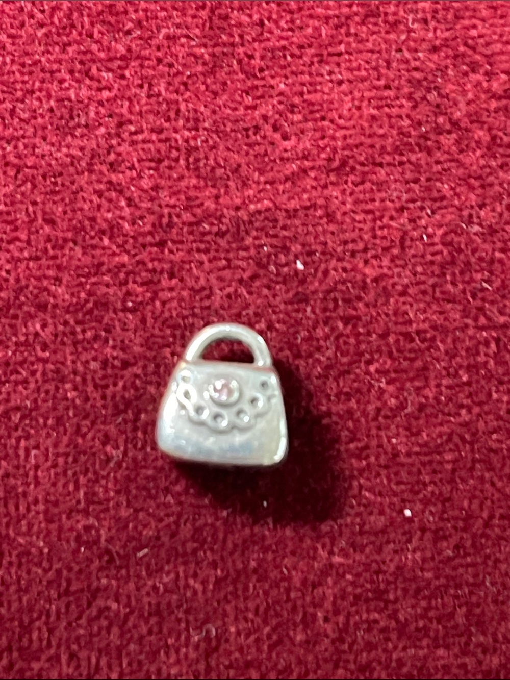 Pandora Mini Purse Charm with Tiny Pink Crystal